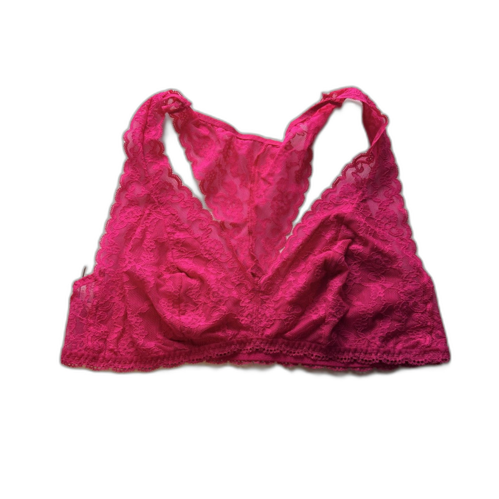 Victoria’s Secret Pink Lace Racerback Bralette Hot Pink Size Large Lined